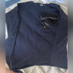 Black Long Sleeve Top with Heart Patch